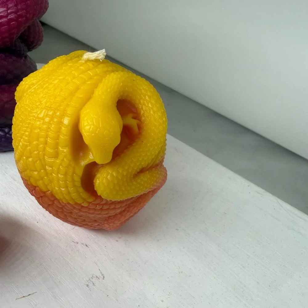 Handmade Snake Candle Set of 3 Multicolor Soy Wax Gothic Witchy Aesthetic Bright